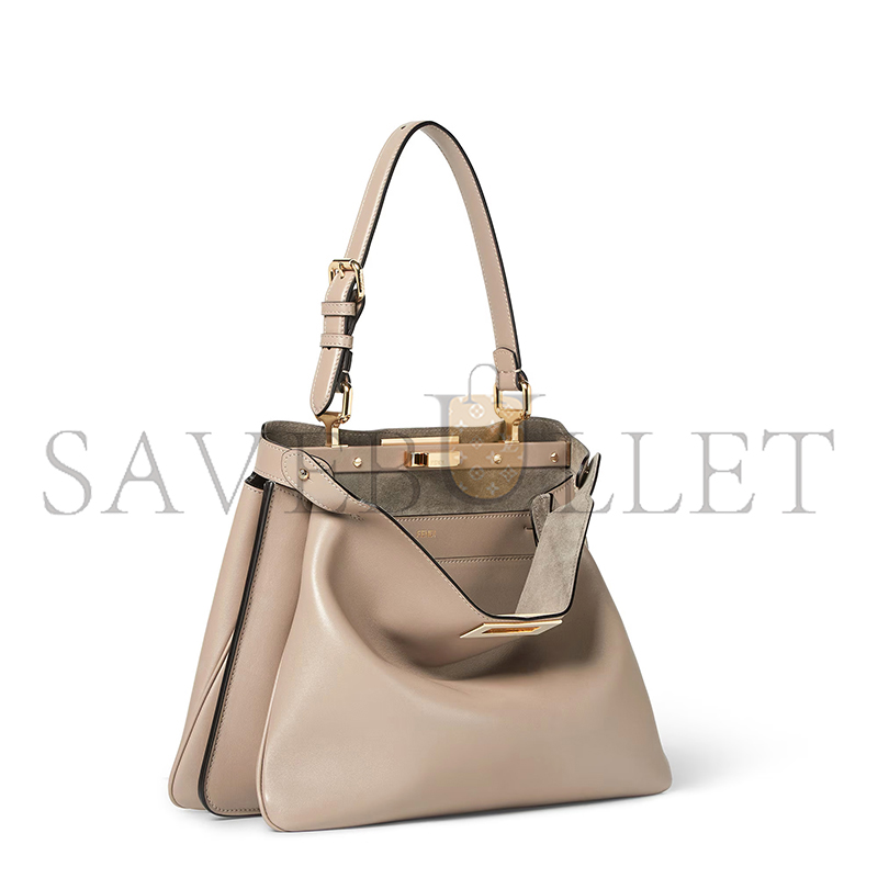 FENDI PEEKABOO SOFT MEDIUM DOVE GREY LEATHER BAG 8BN353AOVHF0E65 (33*25.5*10cm)